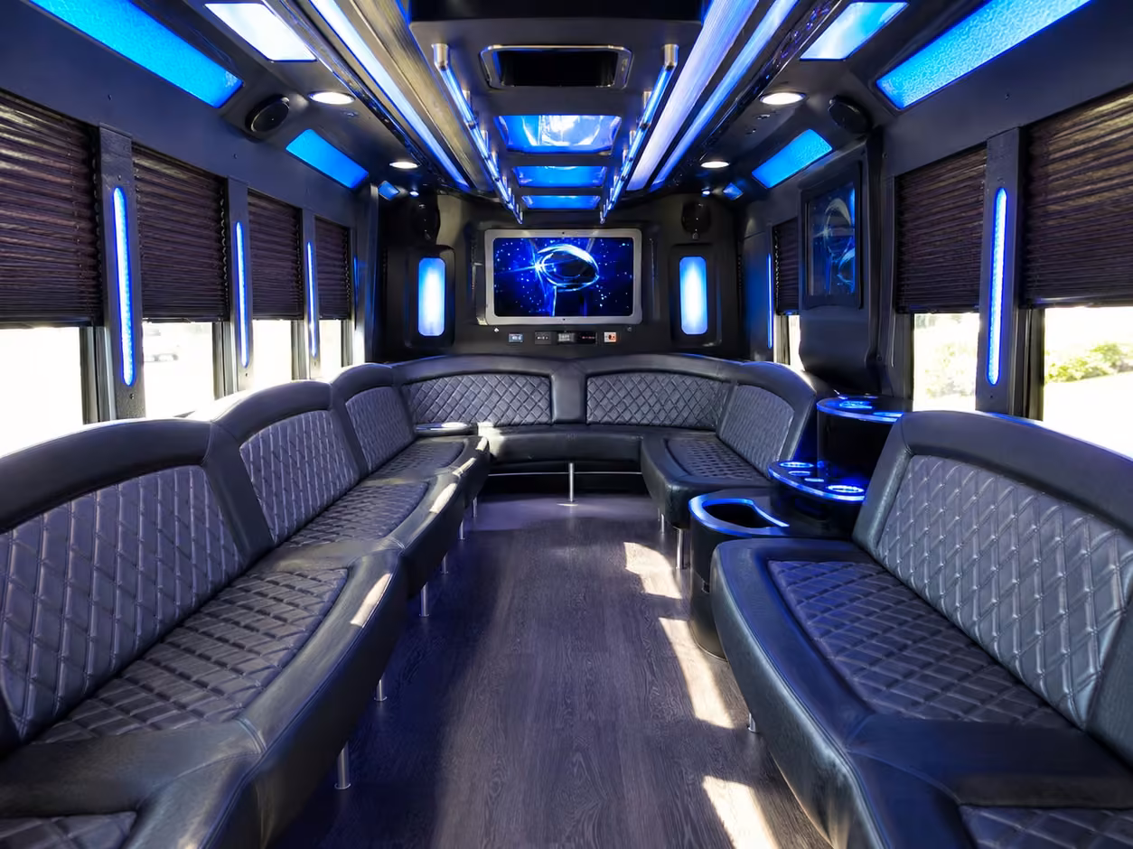 15 passenger party bus interior