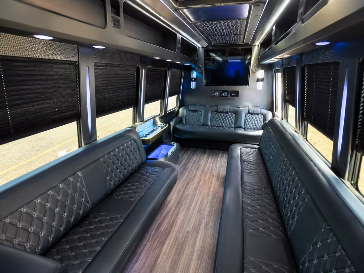 18 passenger party bus inside