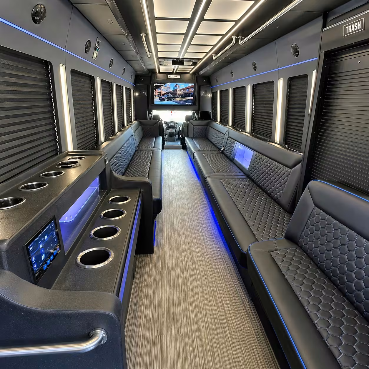 40 passenger party bus interior